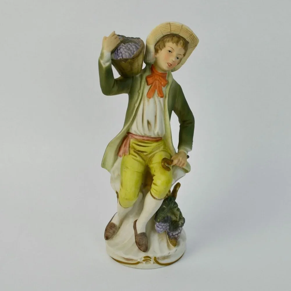 Homco Tuscany Boy with Basket of Grapes Vintage DAMAGED HAND
